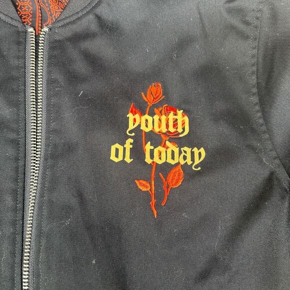 Forever 21 Men’s Youth of Today Black Bomber Jacket - Graphic Print, Size Large - Picture 5 of 6